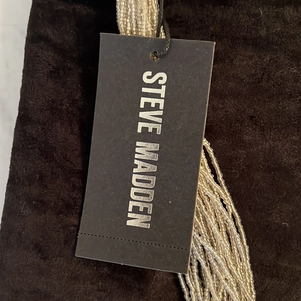 NWT Steve Madden Nordstrom Velvet Evening Bag with Beaded Tassle - Picture 3 of 5